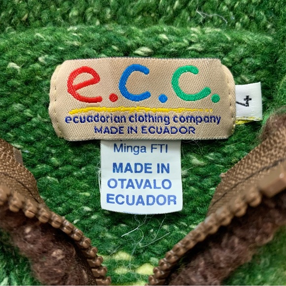 Toddler Boys ECC Colorful DINOSAUR Ecuadorian HAND KNIT Zip Up HOODED SWEATER 4 - Picture 2 of 5
